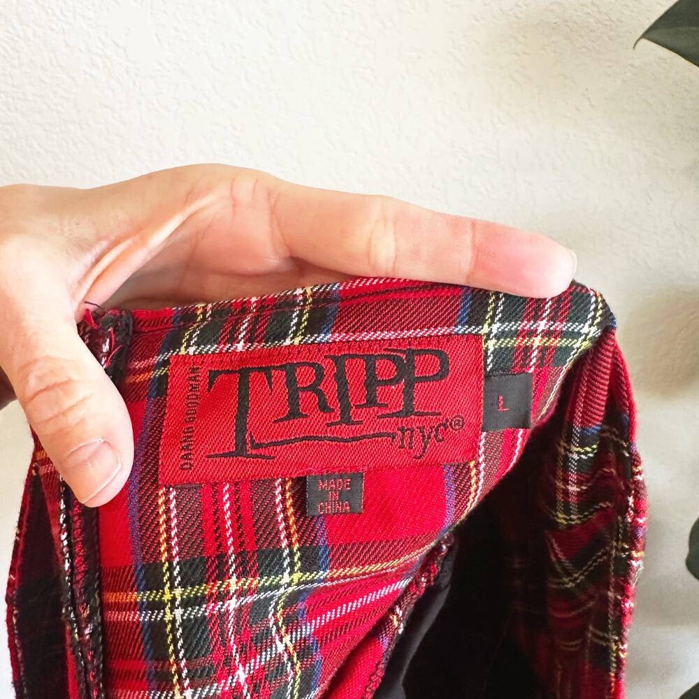 Tripp NYC Plaid Mini Skirt Large Tulle Layered Punk Goth Emo Y2K 90s School Girl - Picture 6 of 11